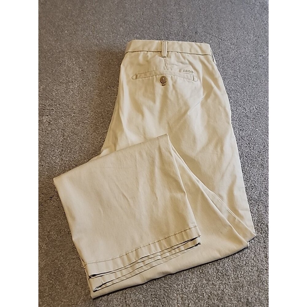 Izod Saltwater Stretch Chino Classic Pants Men’s 36x30 Khaki Flat Front Preppy